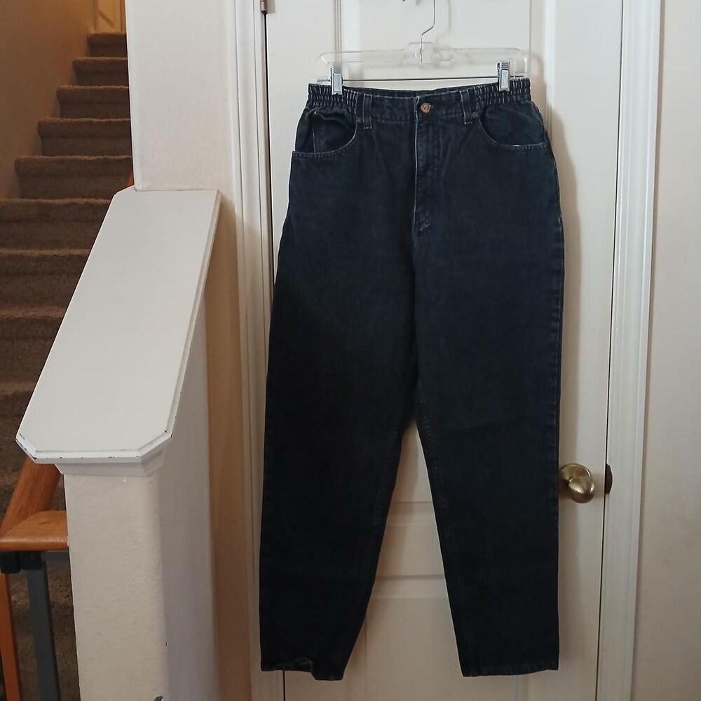 Vintage 90s L.L. Bean Double L Black Denim Barrel Leg Jeans 12 Grunge Staple
